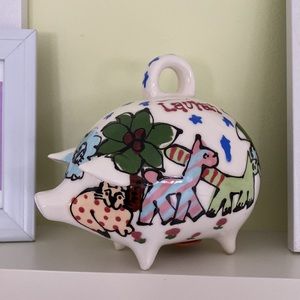 Ceramic Colorful Animal Themed Piggy Bank by Artist Sterling Personalized Lauren